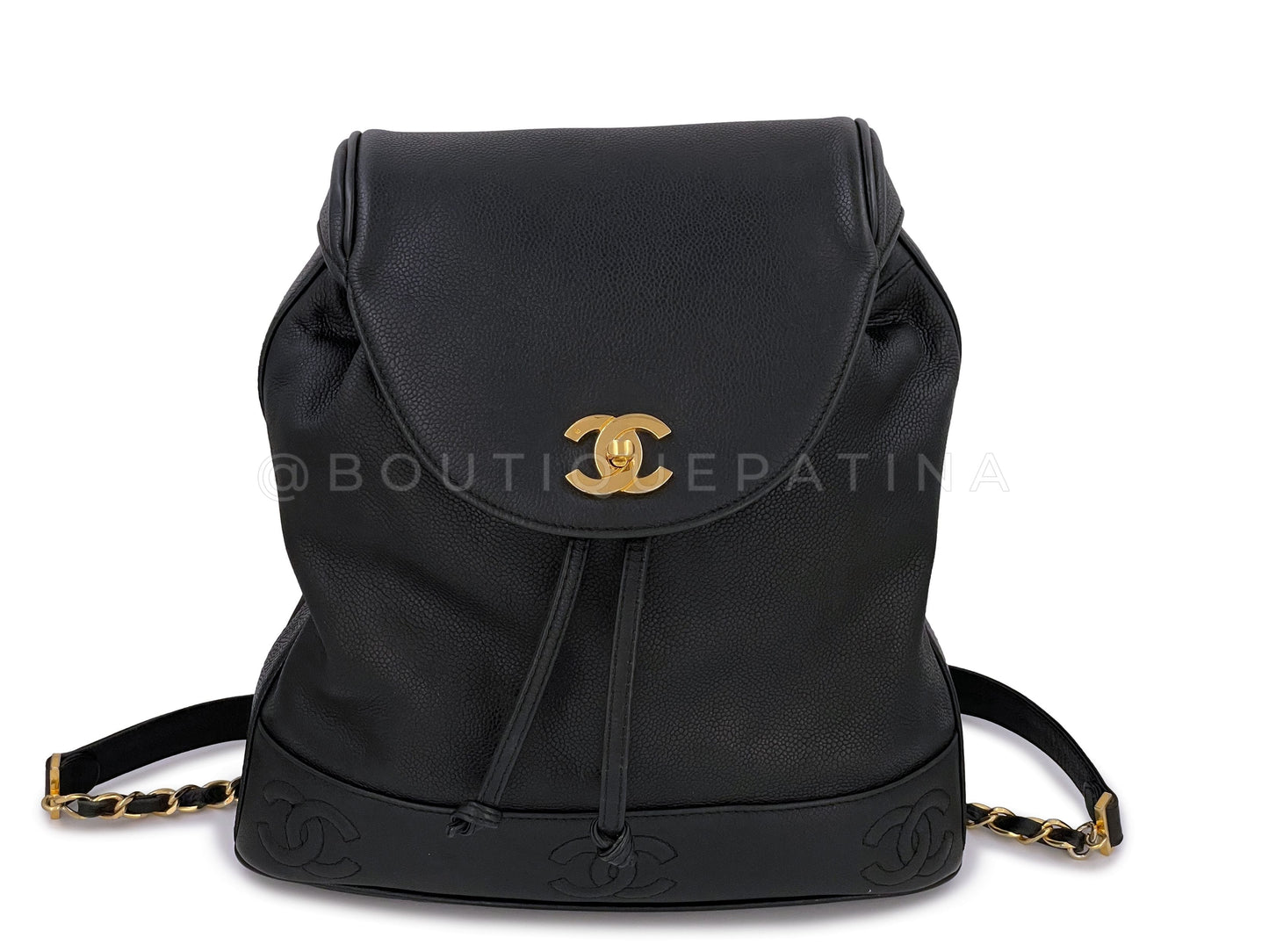 Chanel Vintage Black Caviar Backpack Bag 24k GHW