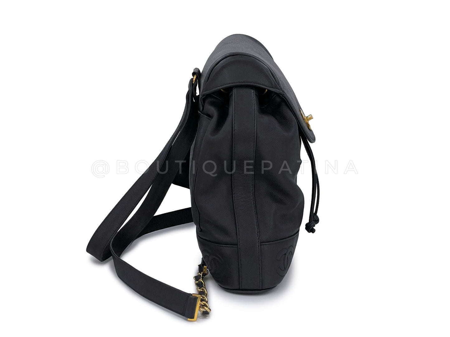Chanel Vintage Black Caviar Backpack Bag 24k GHW