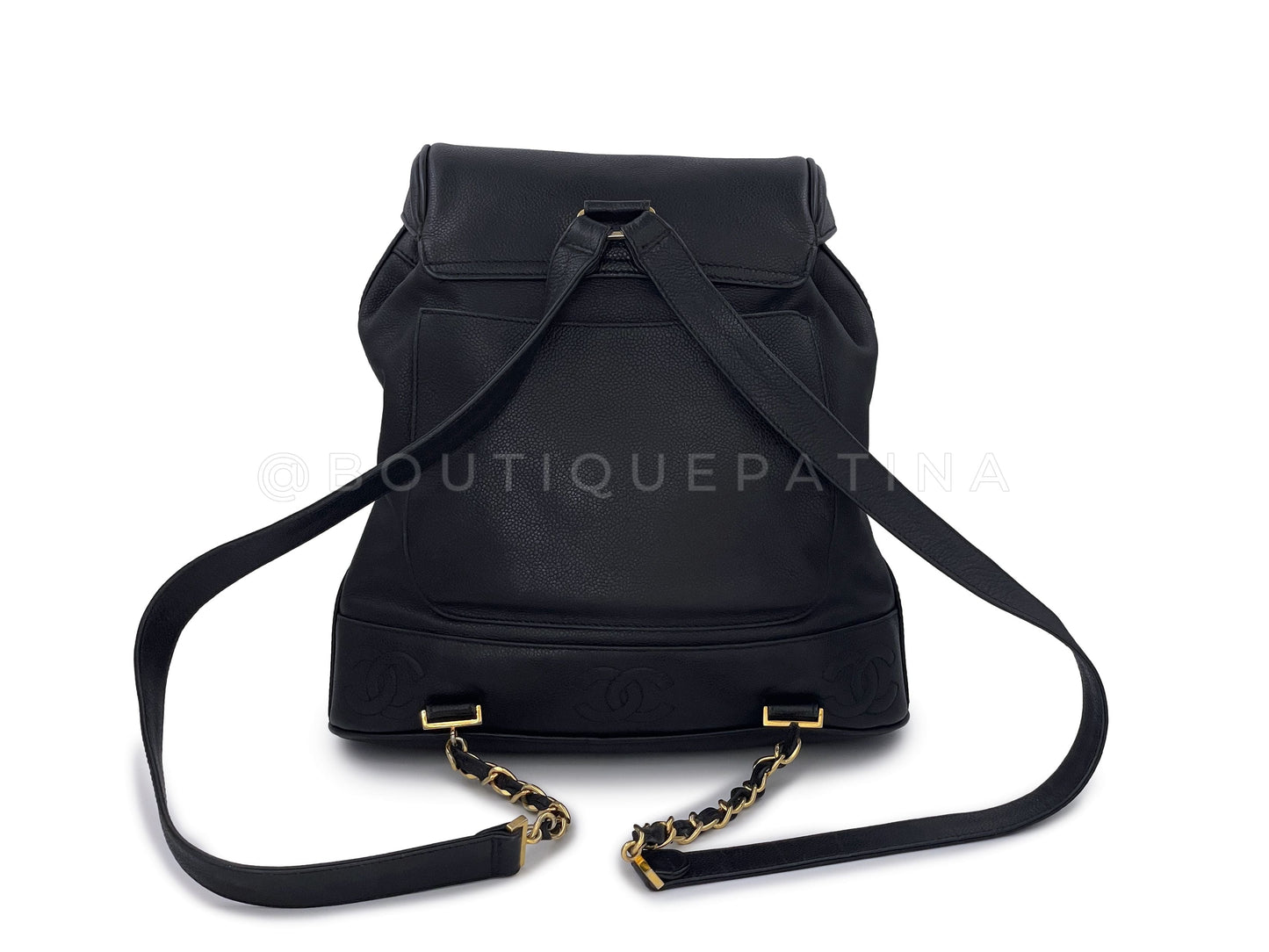 Chanel Vintage Black Caviar Backpack Bag 24k GHW