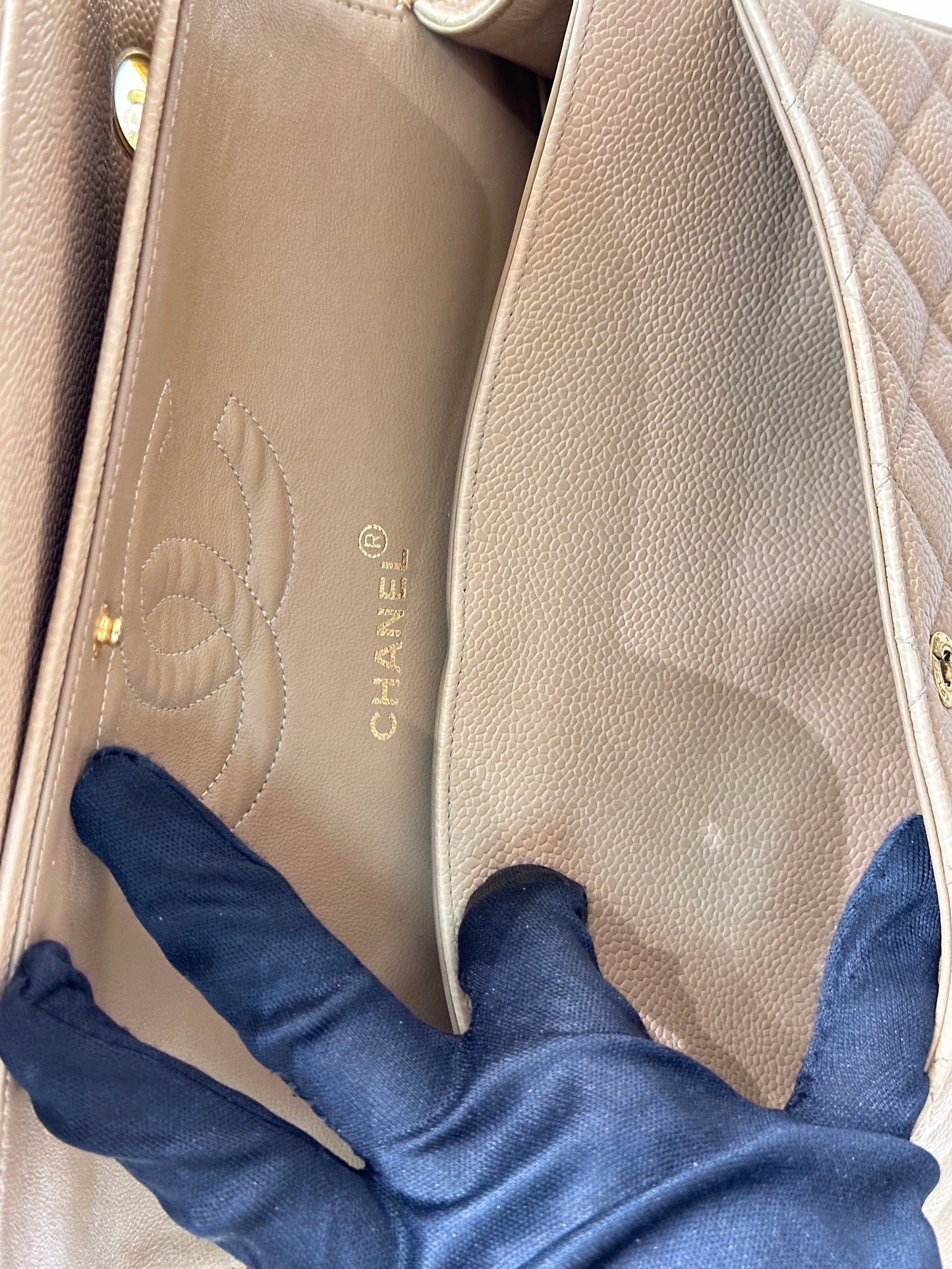 Chanel Medium Vintage Timeless Classic Leather Caviar Beige