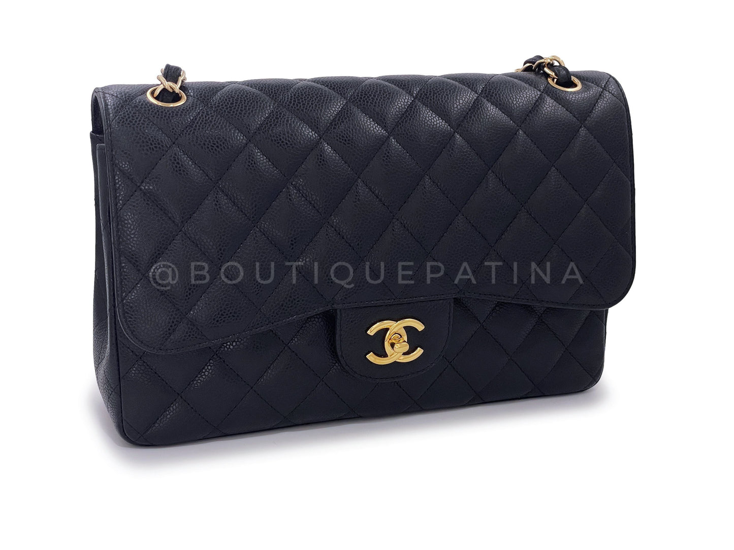 Chanel Black Caviar Jumbo Classic Double Flap Bag GHW