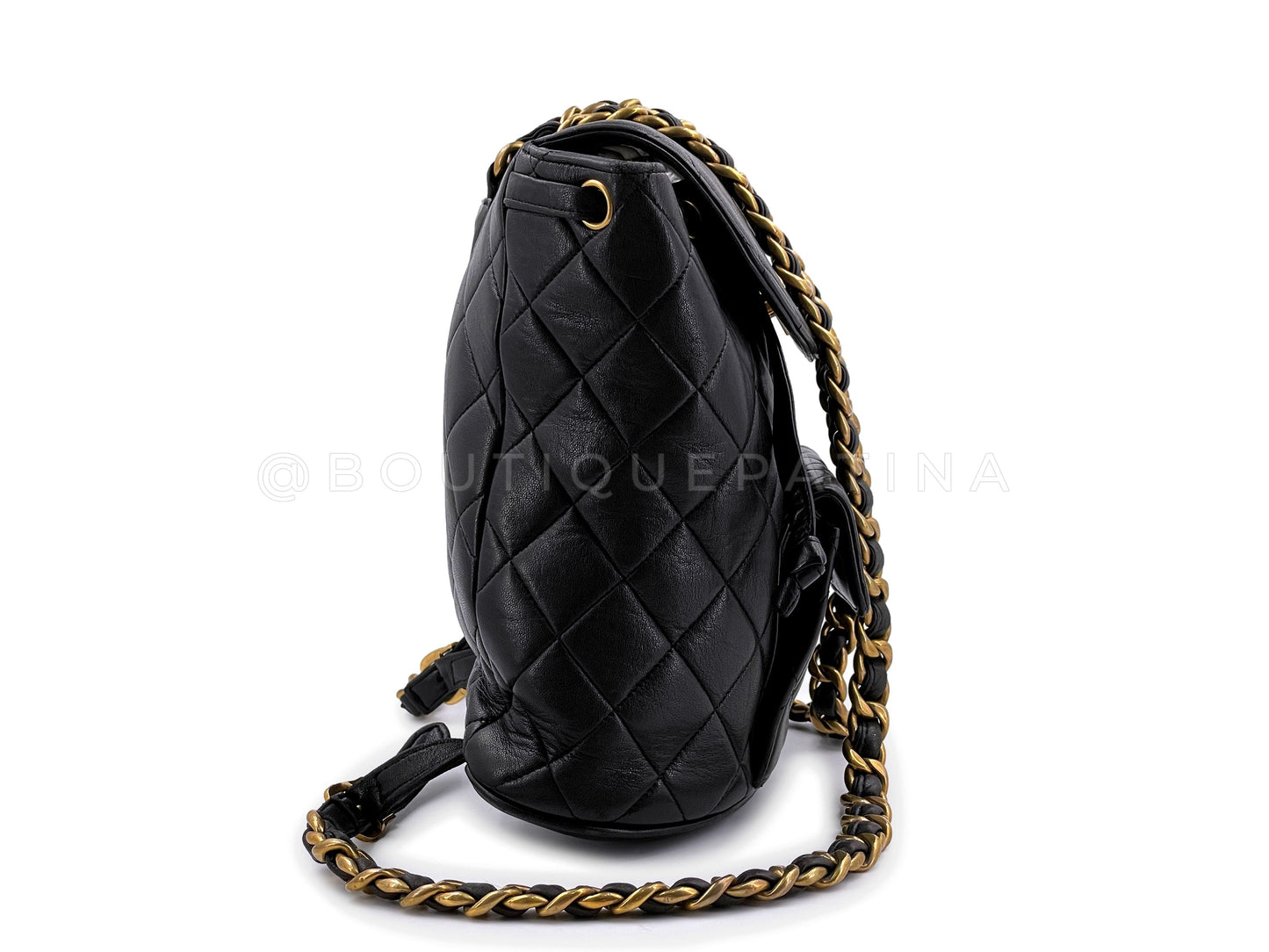 Chanel Black Vintage Lambskin Duma Backpack Bag 24k GHW CAR