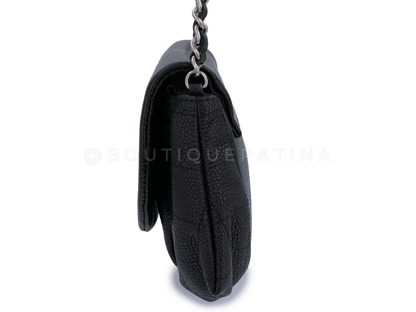 Chanel Black Caviar Half Moon Wallet on Chain WOC Flap Bag SHW