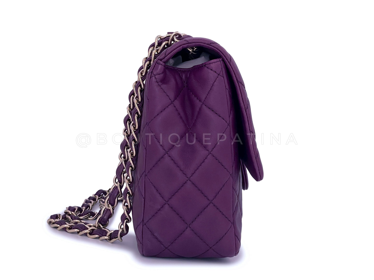 Chanel Plum Violet Purple Jumbo Classic Flap Bag GHW
