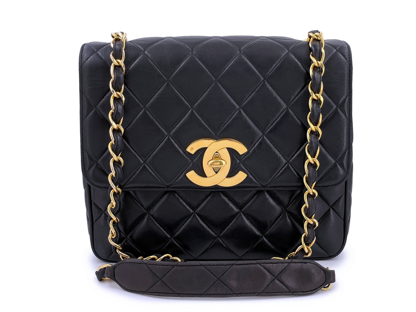 Chanel Vintage 1995 Black Oversized CC Square Crossbody Flap Bag 24k GHW
