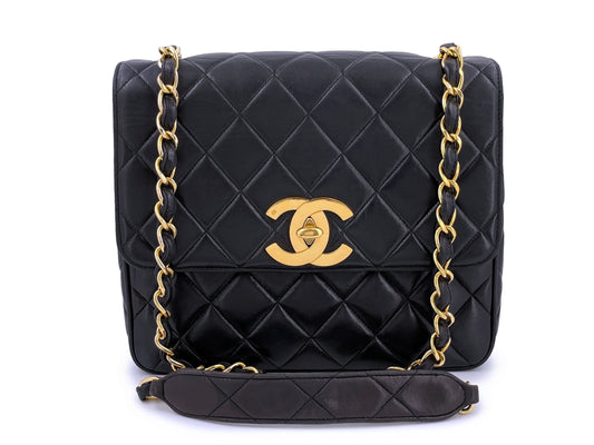 Chanel Vintage 1995 Black Oversized CC Square Crossbody Flap Bag 24k GHW