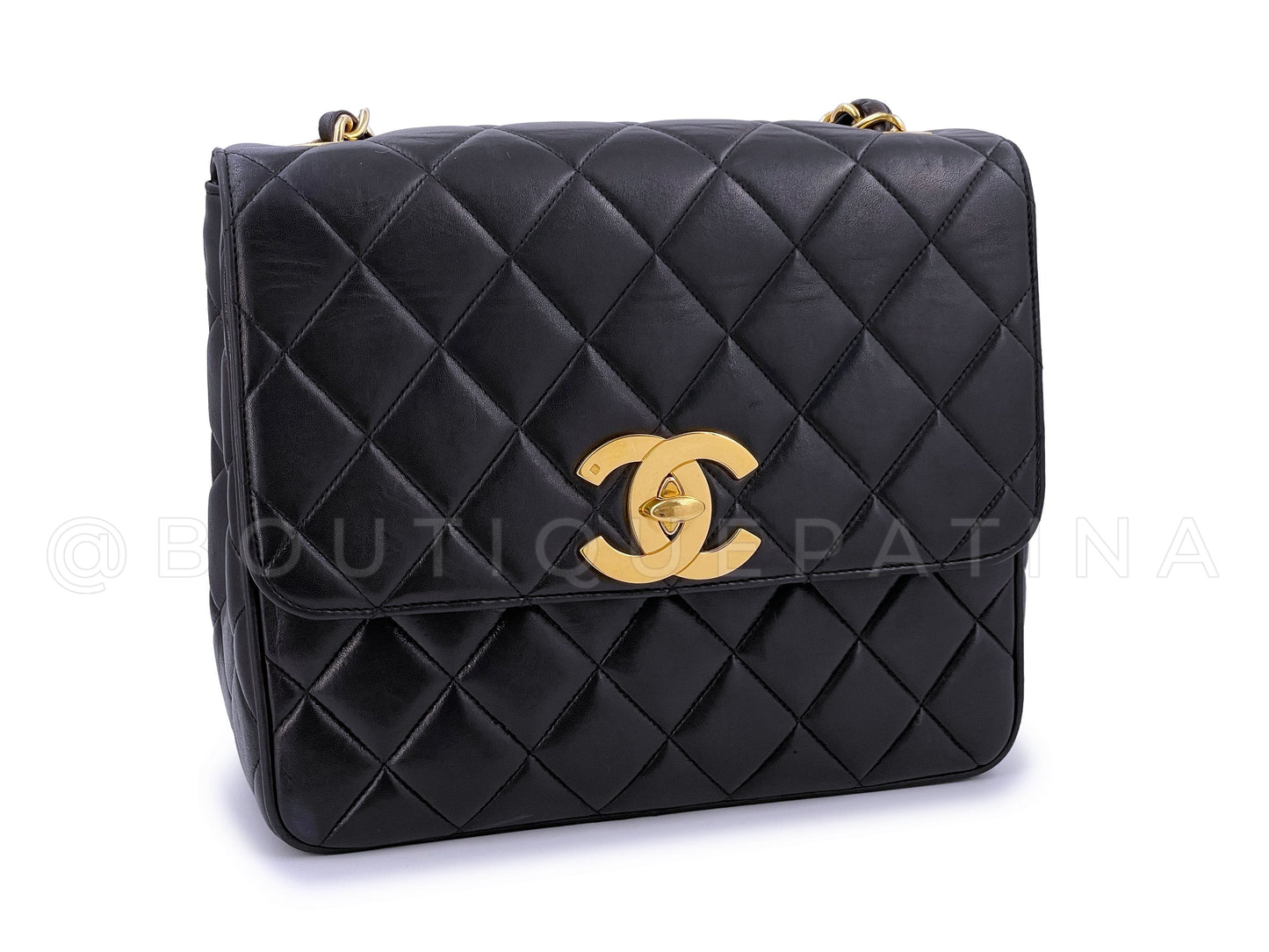 Chanel Vintage 1995 Black Oversized CC Square Crossbody Flap Bag 24k GHW