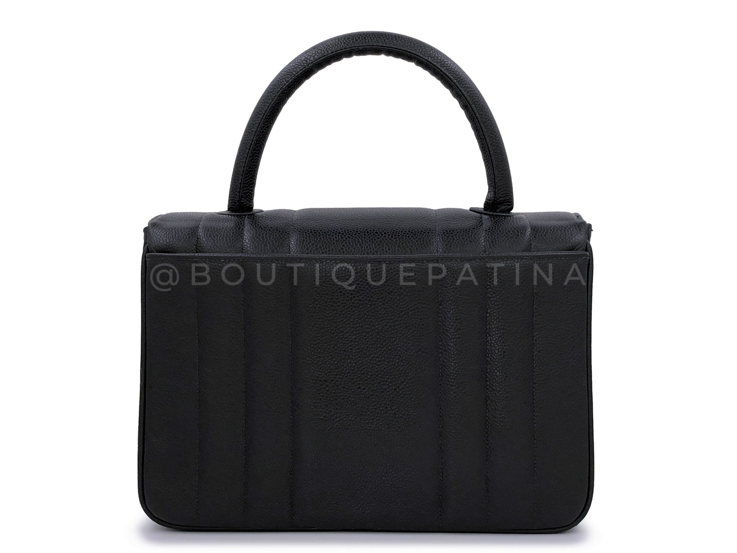 Chanel Vintage Black Caviar Mademoiselle Vertical Kelly Flap Bag 24k GHW