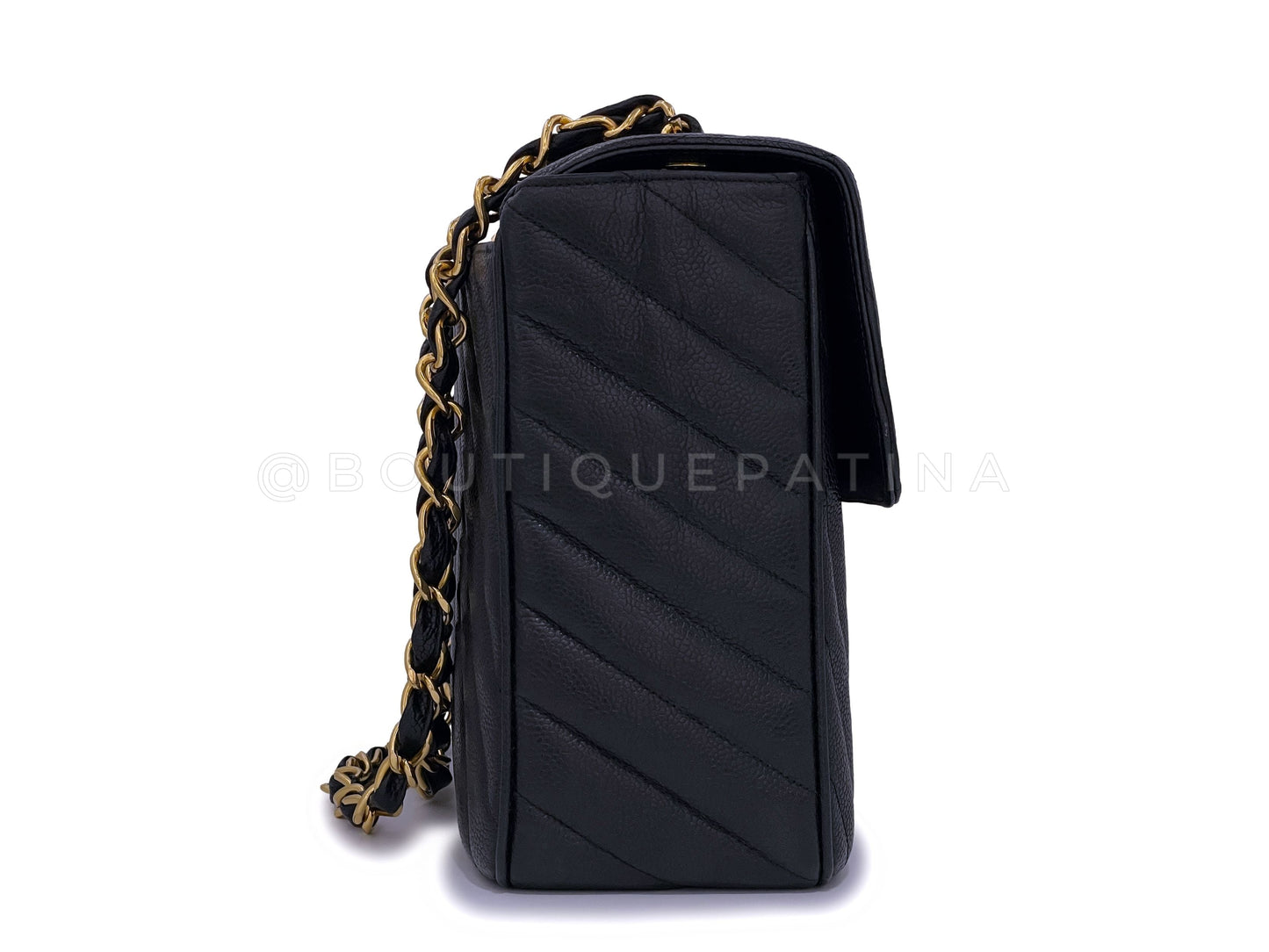 Chanel Vintage Caviar Maxi "Jumbo XL" Chevron Classic Flap Bag 24k GHW