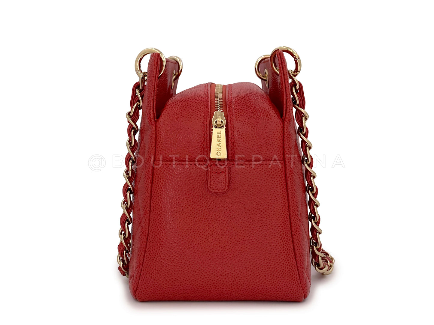 Chanel 2002 Vintage Red Caviar Petite Timeless Tote PTT Bag 24k GHW