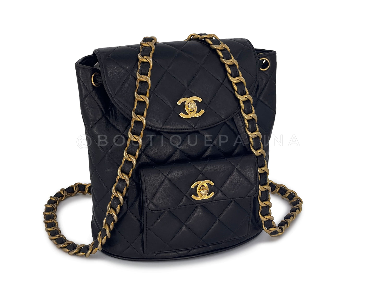 Chanel 1994 Vintage Black Duma Classic Backpack Bag 24k GHW Lambskin