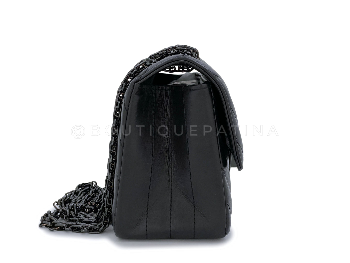 Pristine Chanel So Black Chevron Reissue Rectangular Mini 224 Flap Bag