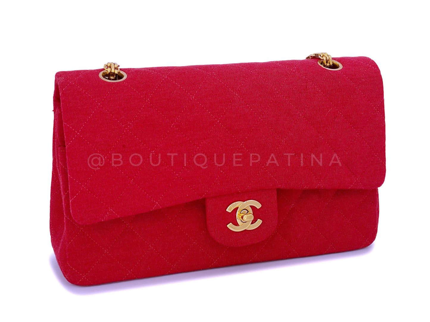 Chanel Red Jersey Medium Classic Double Flap Bag 24k GHW