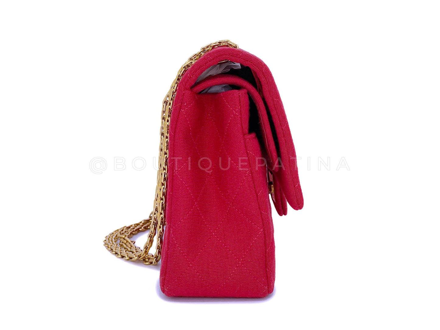 Chanel Red Jersey Medium Classic Double Flap Bag 24k GHW