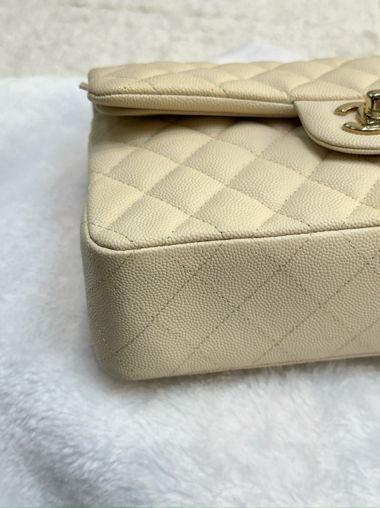 Chanel Small Classic Quilted Double Flap Ivory Light Beige 20C LGHW