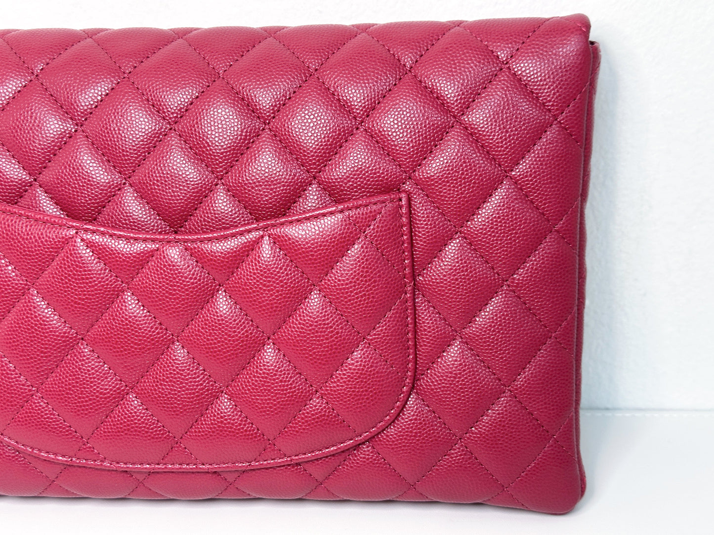 Chanel Flap Clutch Bag Red Caviar SHW 2645 holo card