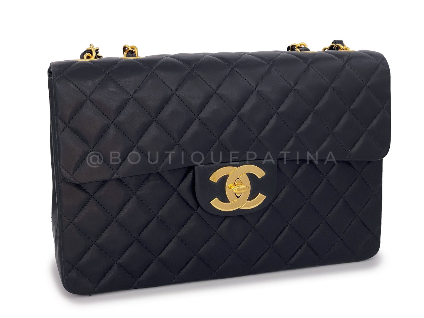 Chanel 1996 Vintage Black Maxi "Jumbo XL" Classic Flap Bag 24k GHW