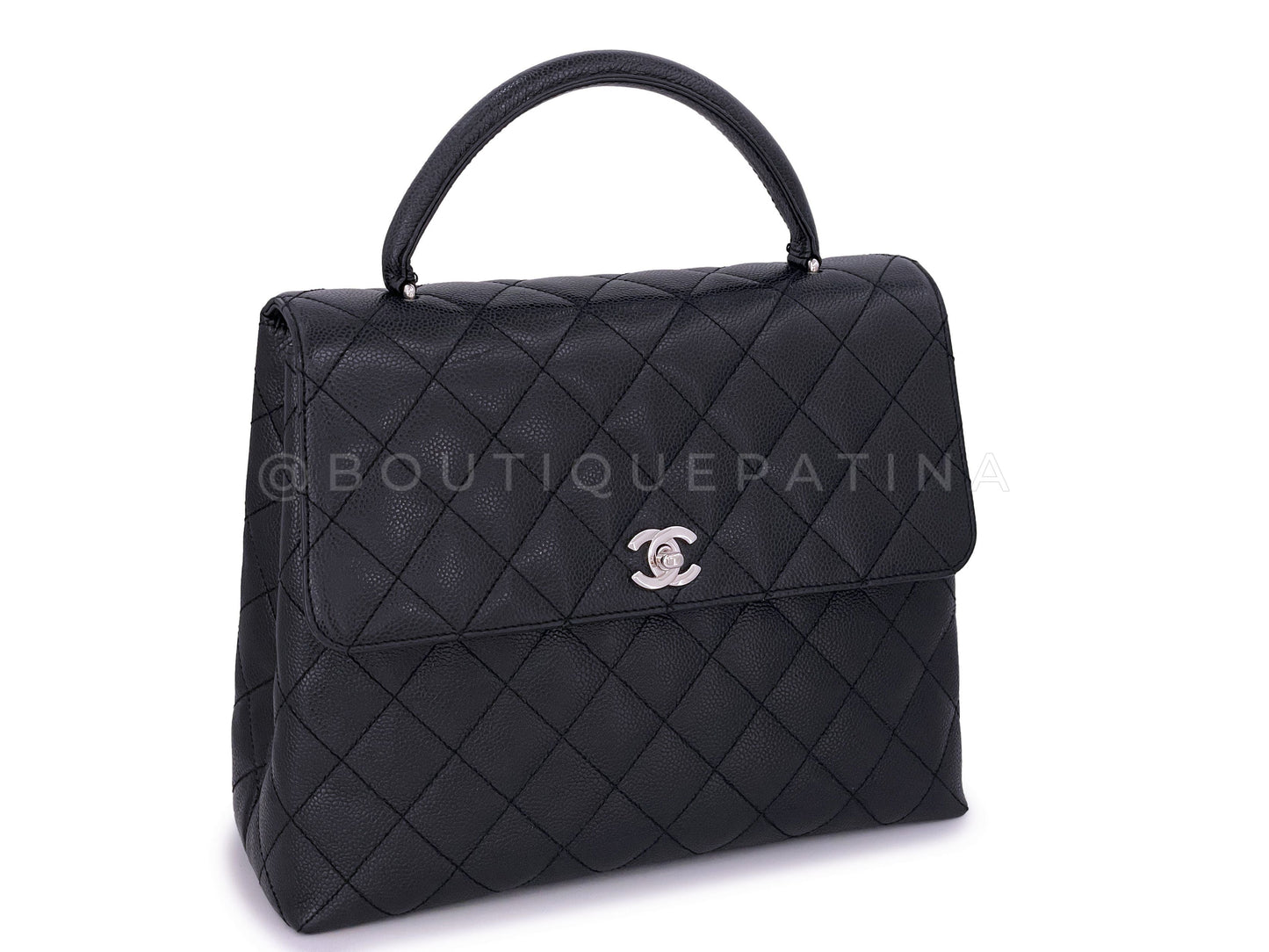 Chanel Vintage Black Caviar Kelly Flap Bag SHW