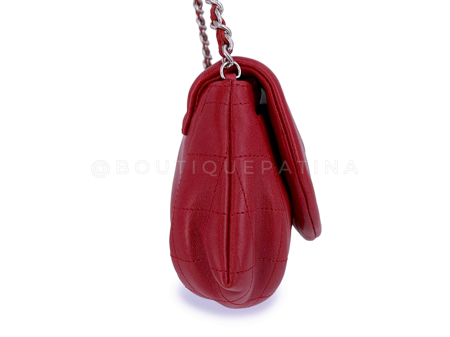 Chanel Red Half Moon Wallet on Chain WOC Flap Bag SHW Lambskin