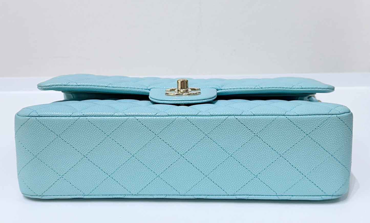 Tiffany Blue Caviar Quilted Classic Flap Medium LGHW