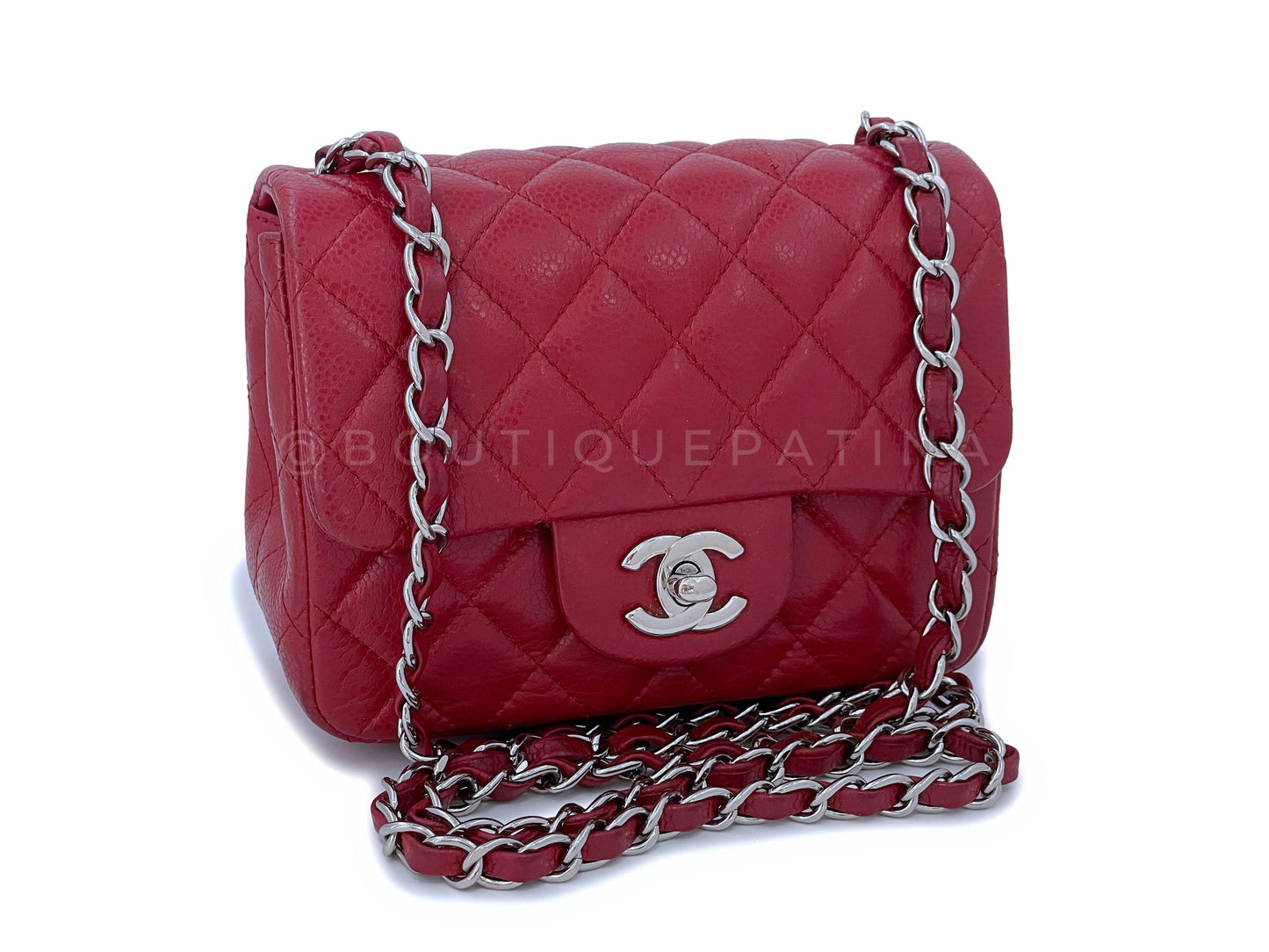 Chanel Red Caviar Square Mini Flap Bag SHW