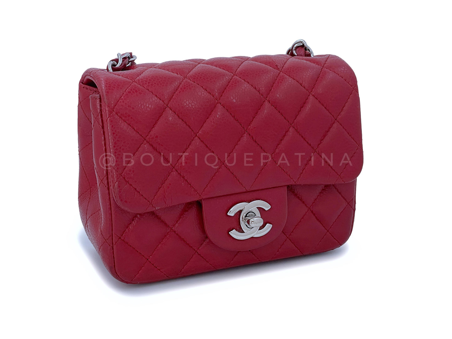 Chanel Red Caviar Square Mini Flap Bag SHW