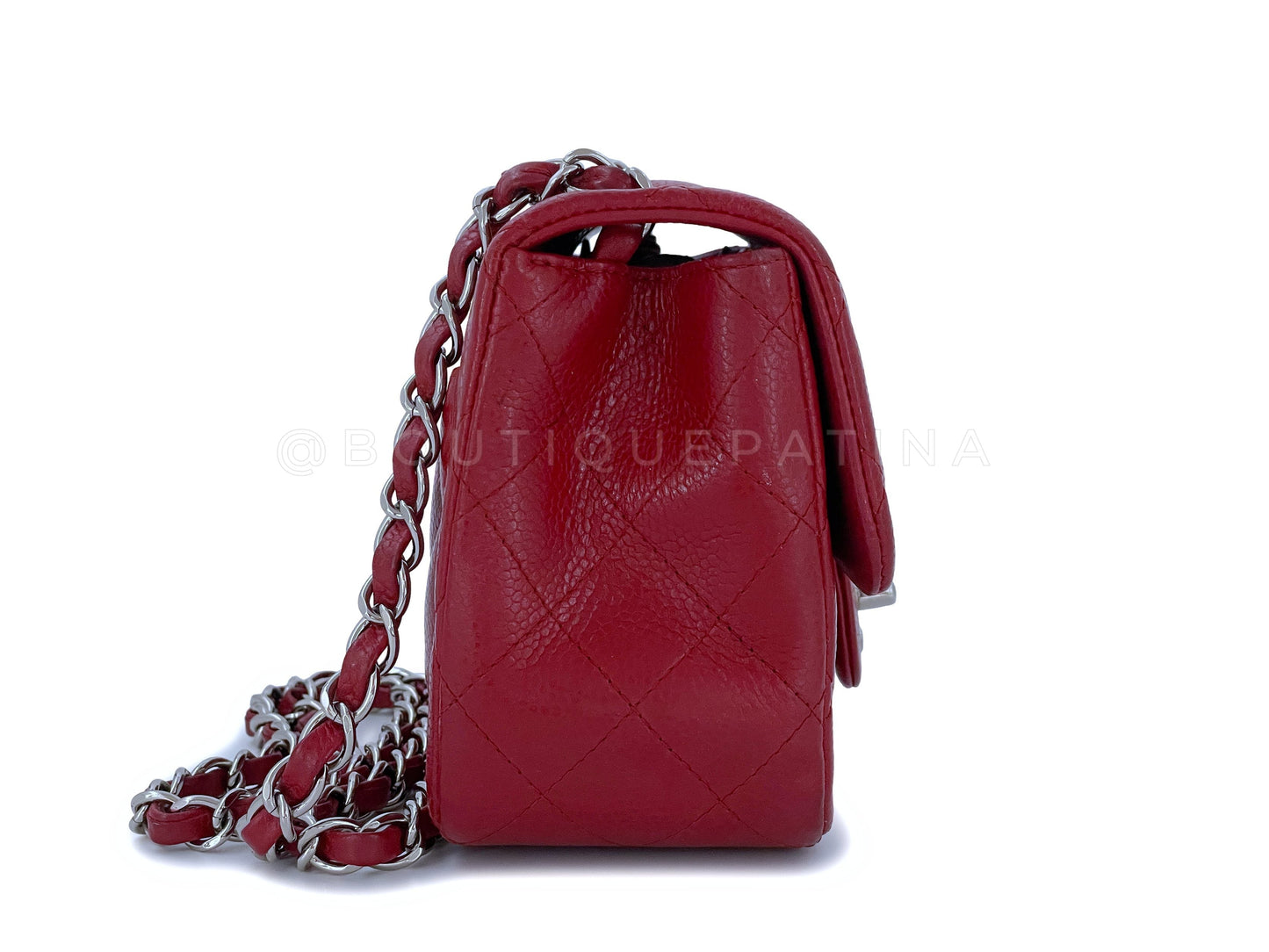 Chanel Red Caviar Square Mini Flap Bag SHW