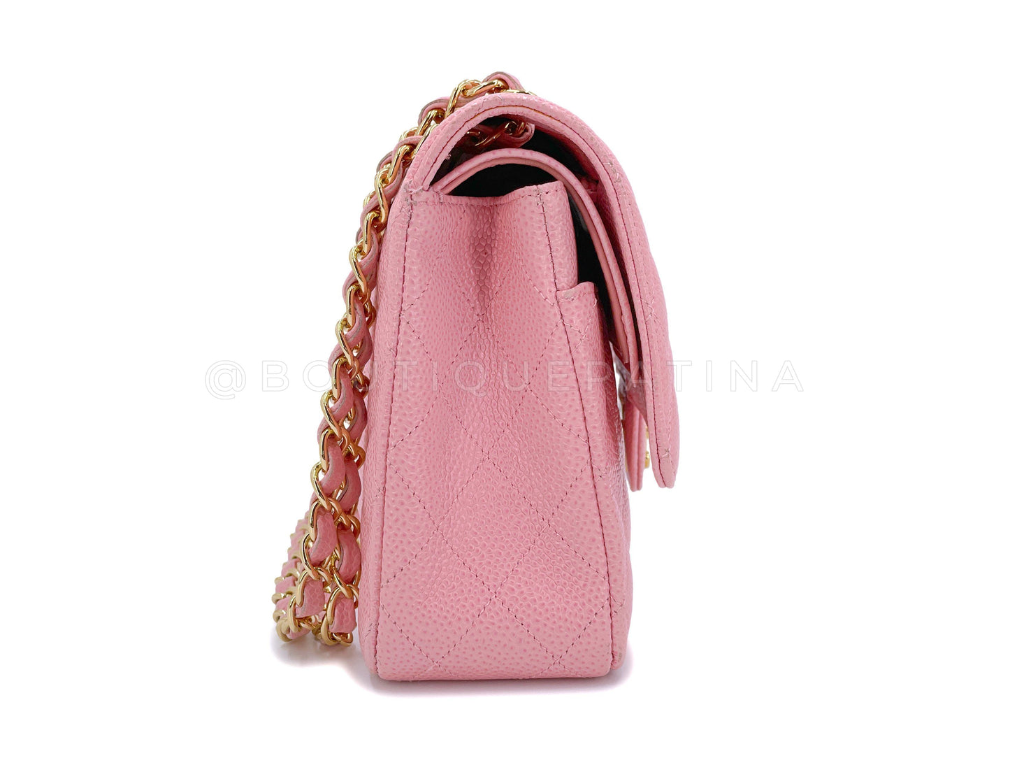 Chanel 2004 Vintage Sakura Pink Caviar Medium Classic Double Flap Bag 24k GHW