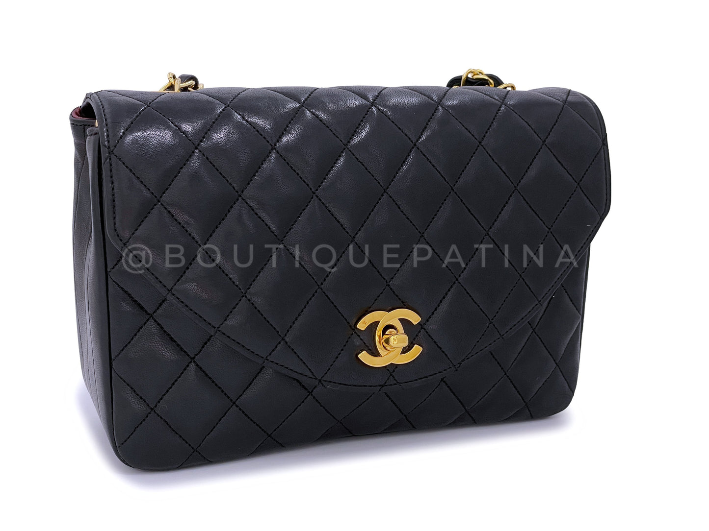 Chanel 1988 Vintage Black Curved Shoulder Flap Bag 24k GHW