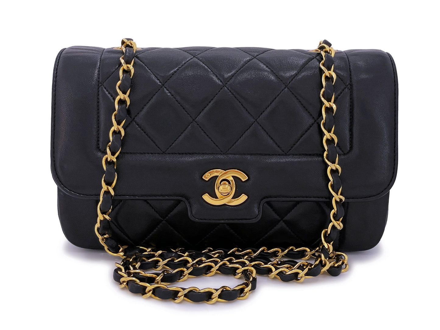Chanel 1991 Vintage Small Geometric Diana Flap Bag 24k GHW