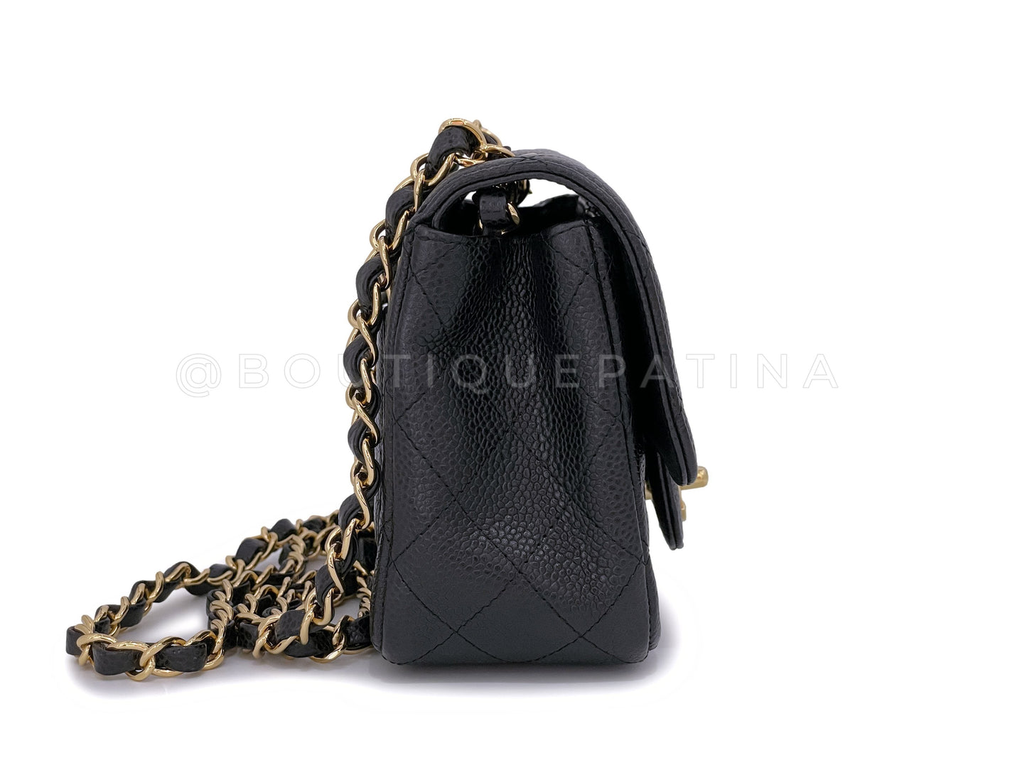 Chanel Black Caviar Square Classic Mini Flap Bag GHW DYU
