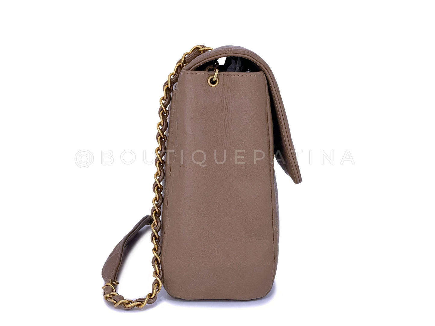 Chanel 1994 Vintage Taupe Beige Caviar Tall Crossbody Flap Bag 24k GHW