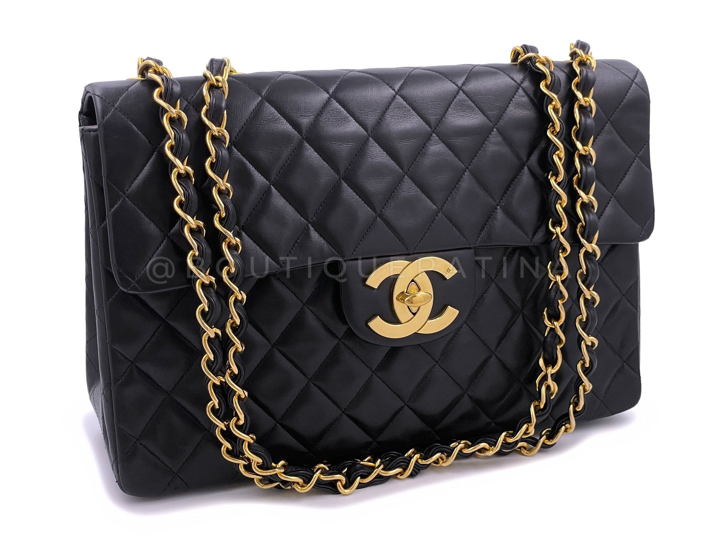 Chanel 1994 Vintage Black Maxi Classic Flap Bag 24k GHW