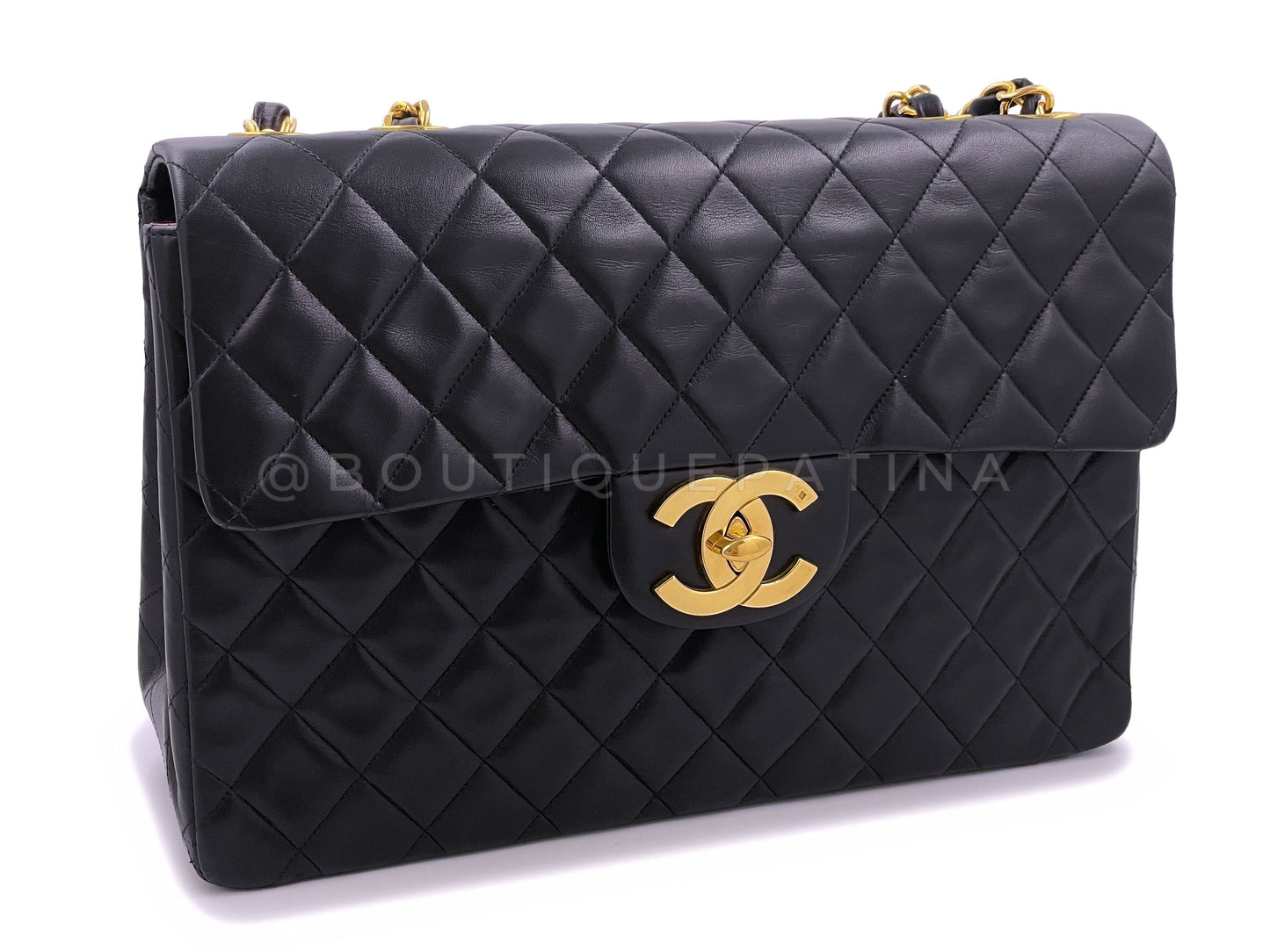 Chanel 1994 Vintage Black Maxi Classic Flap Bag 24k GHW