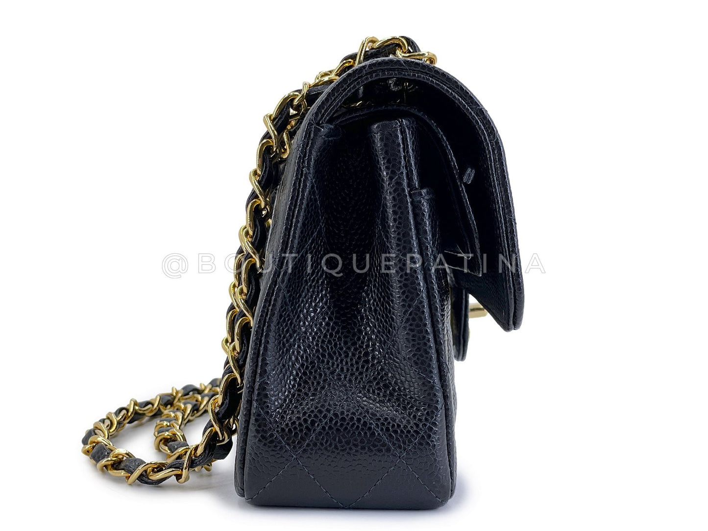 Chanel 2004 Vintage Black Caviar Small Classic Double Flap Bag 24k GHW 9TI