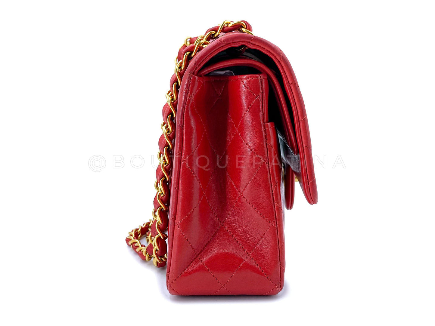 Chanel 1996 Vintage Red Medium Classic Double Flap Bag 24k GHW