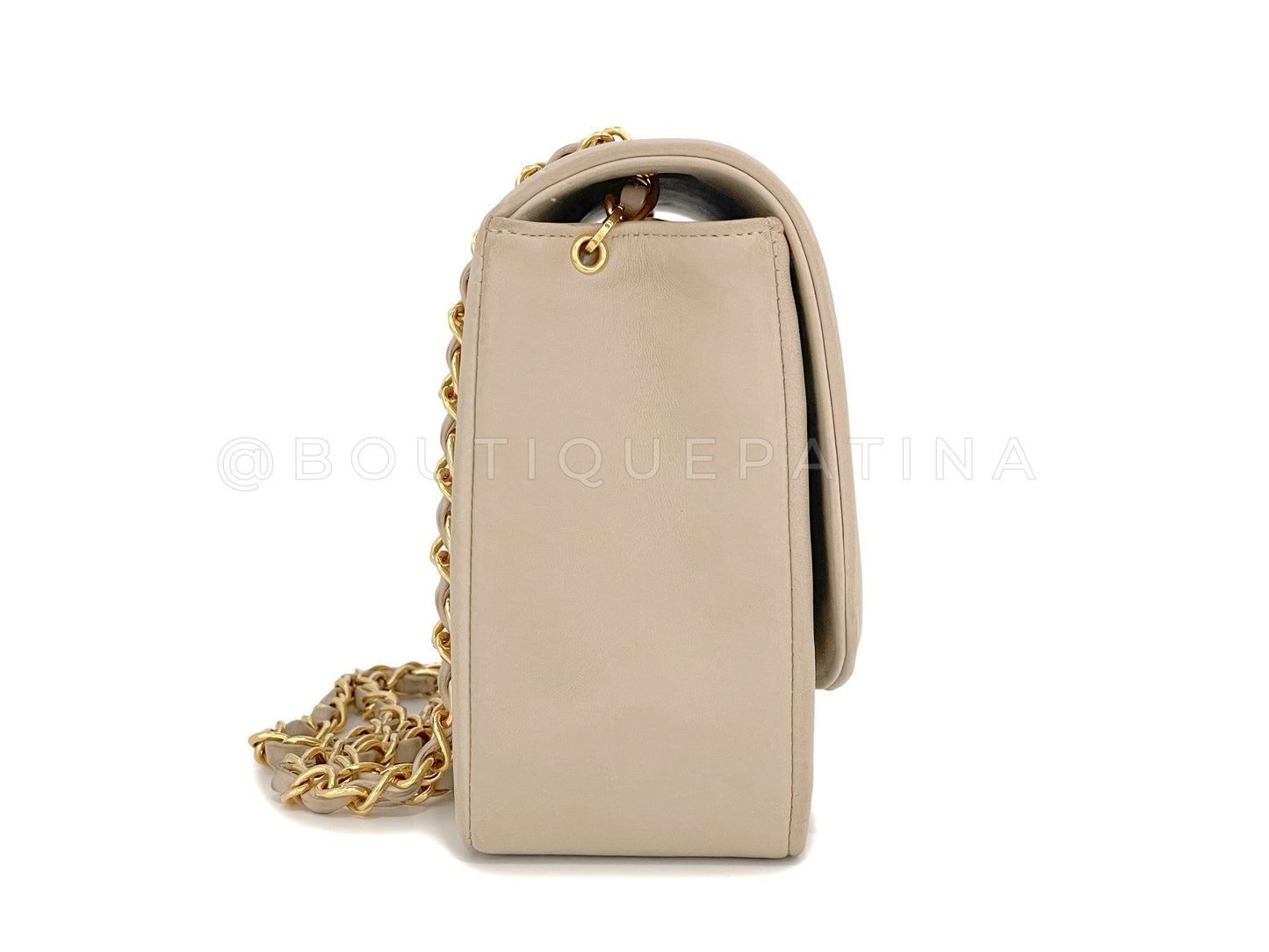 Chanel 1993 Vintage Light Taupe Beige Medium Diana Flap Bag 24k GHW Lambskin