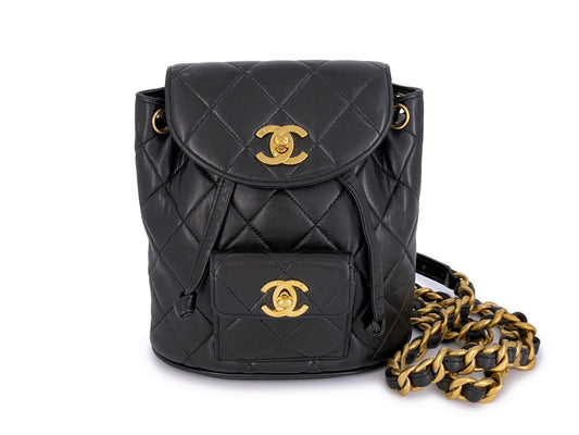 Chanel 1994 Vintage Black Mini Duma Backpack Bag 24k GHW FJ1