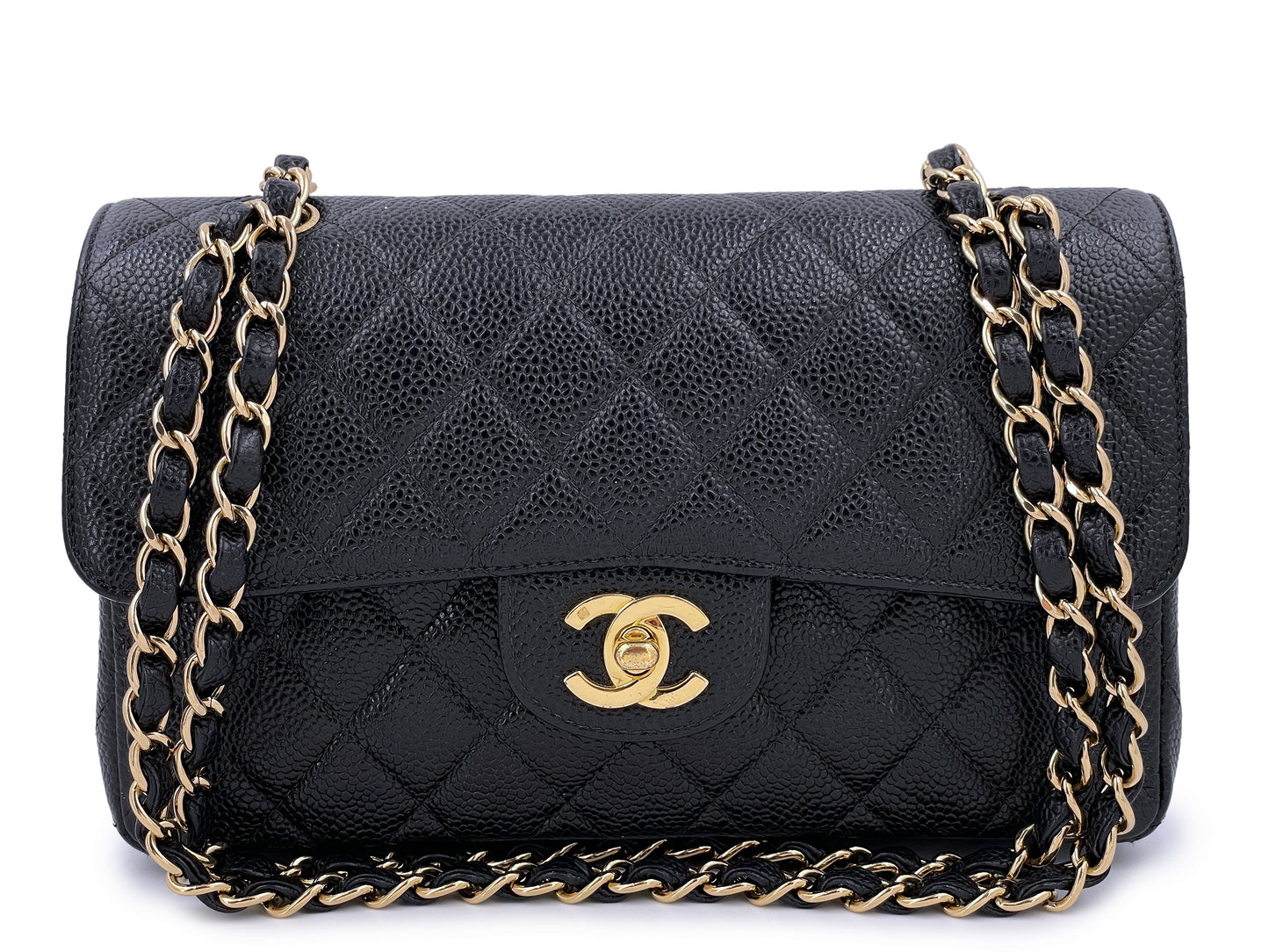 Chanel 2003 Vintage Black Caviar Small Classic Double Flap Bag 24k GHW