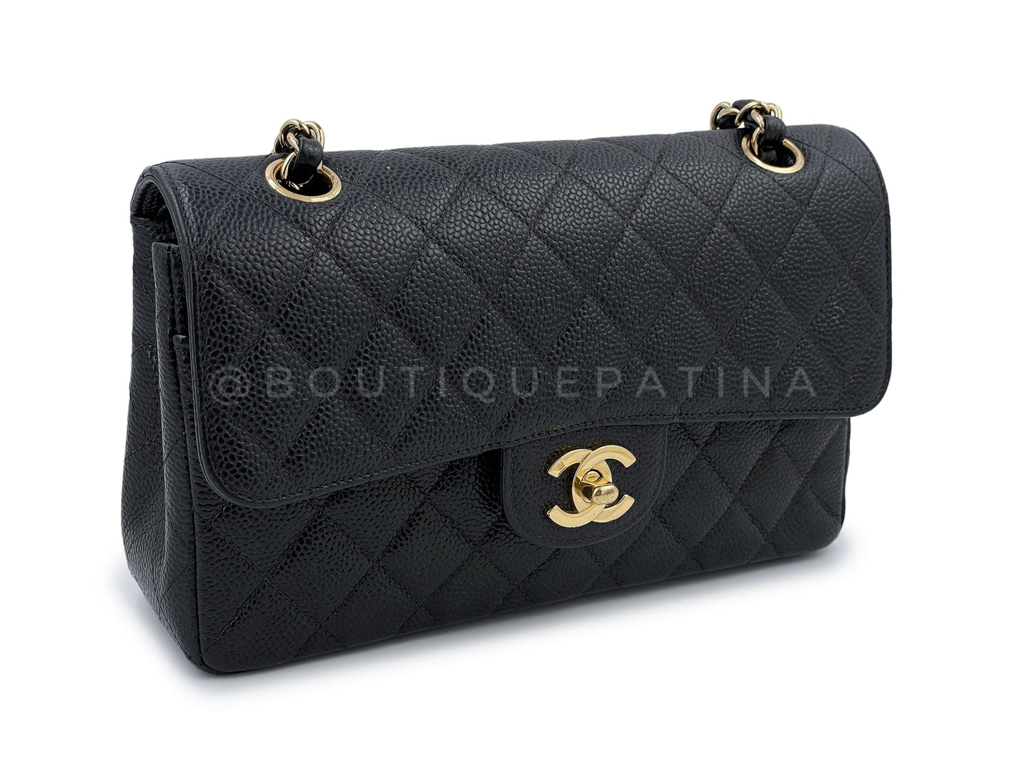 Chanel 2003 Vintage Black Caviar Small Classic Double Flap Bag 24k GHW