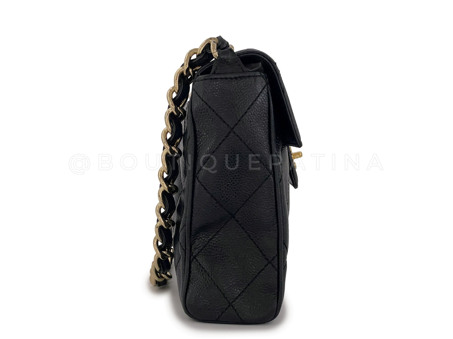 Chanel 2002 Vintage Black Caviar Chunky Single Chain Flap Bag 24k GHW