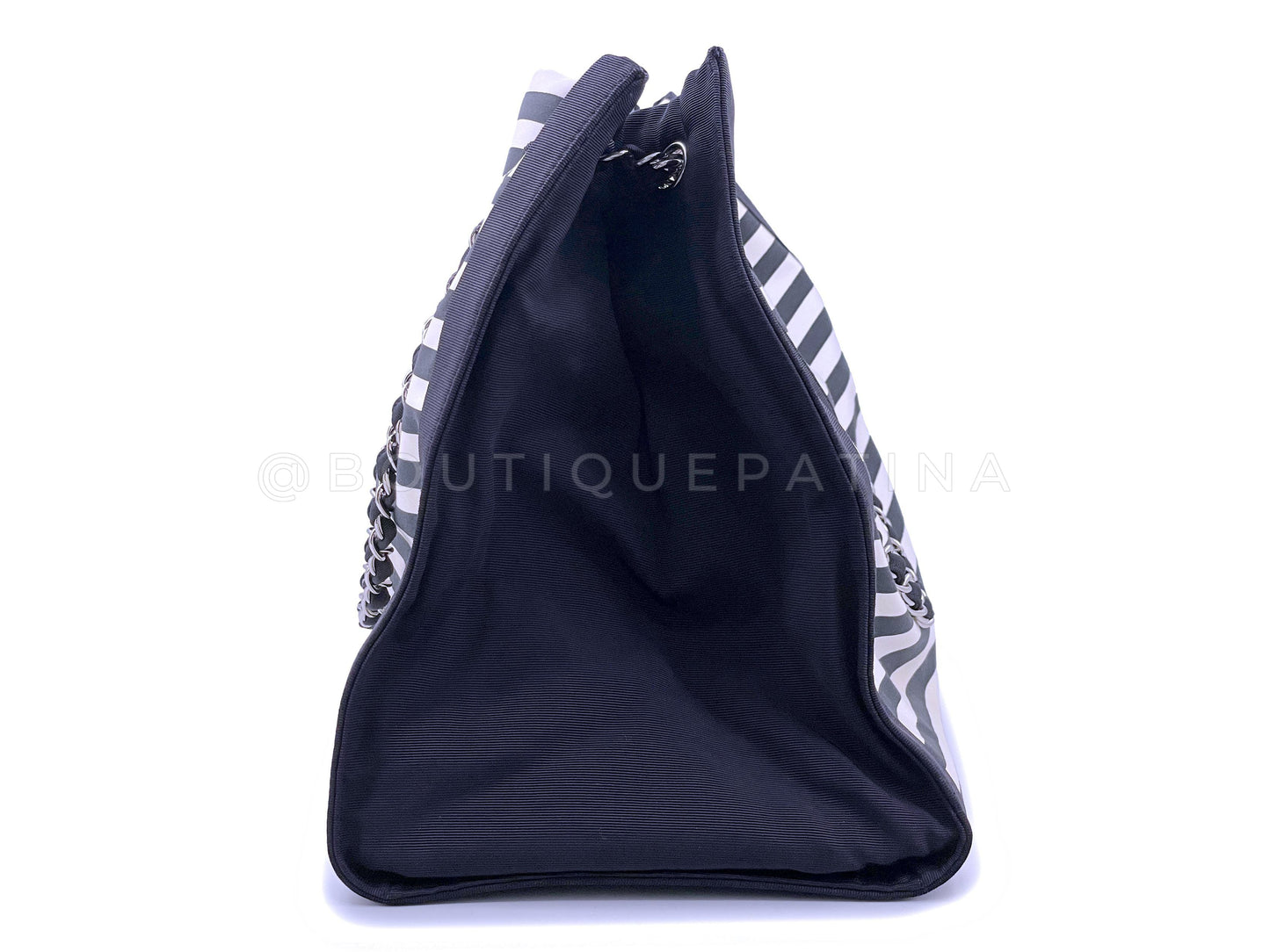 Chanel Navy White Striped Sailor Cruise Shopper Tote Bag SHW