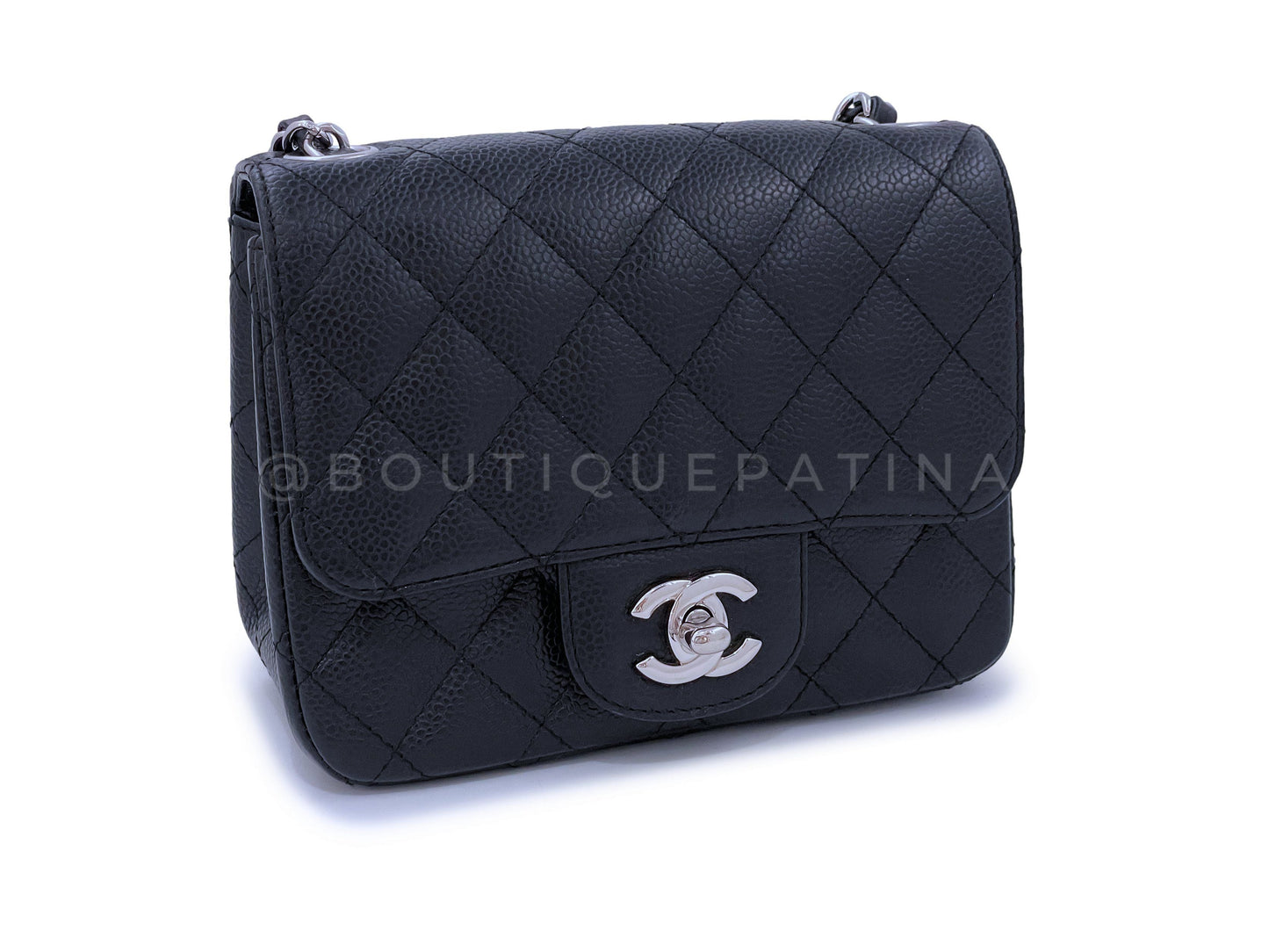 Chanel Black Caviar Square Mini Flap Bag SHW
