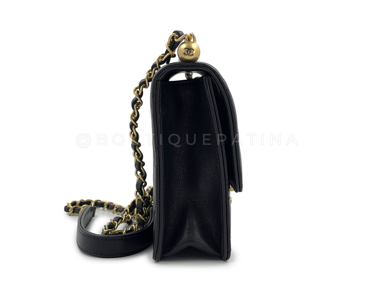 Pristine Chanel 19S Chic Pearls Flap Bag Black GHW