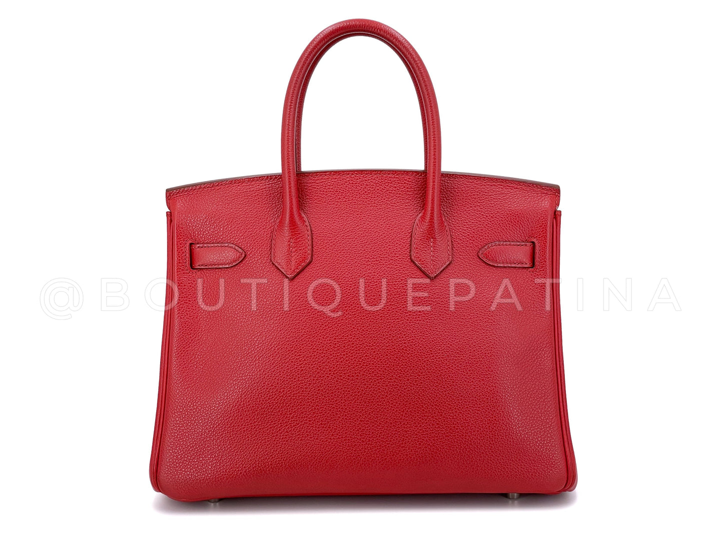 Hermes 30cm Rouge Garrance Red Evergrain Birkin Bag PHW 0C7