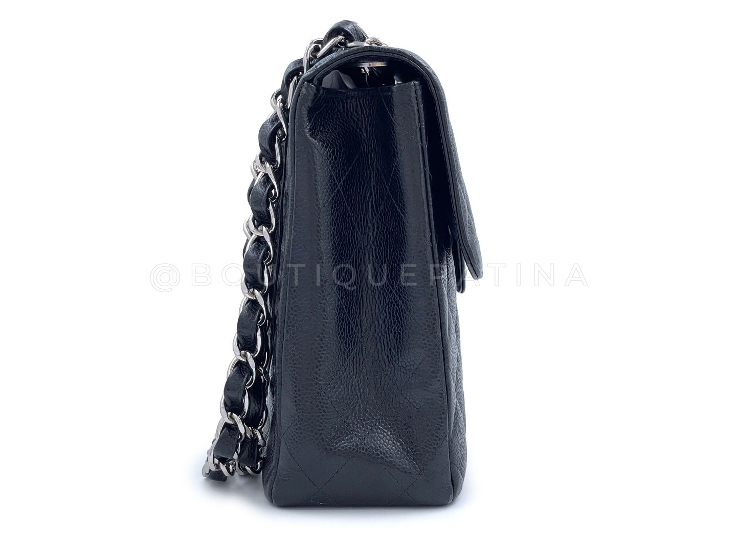 Chanel 2002 Vintage Black Caviar Jumbo Flap Bag SHW