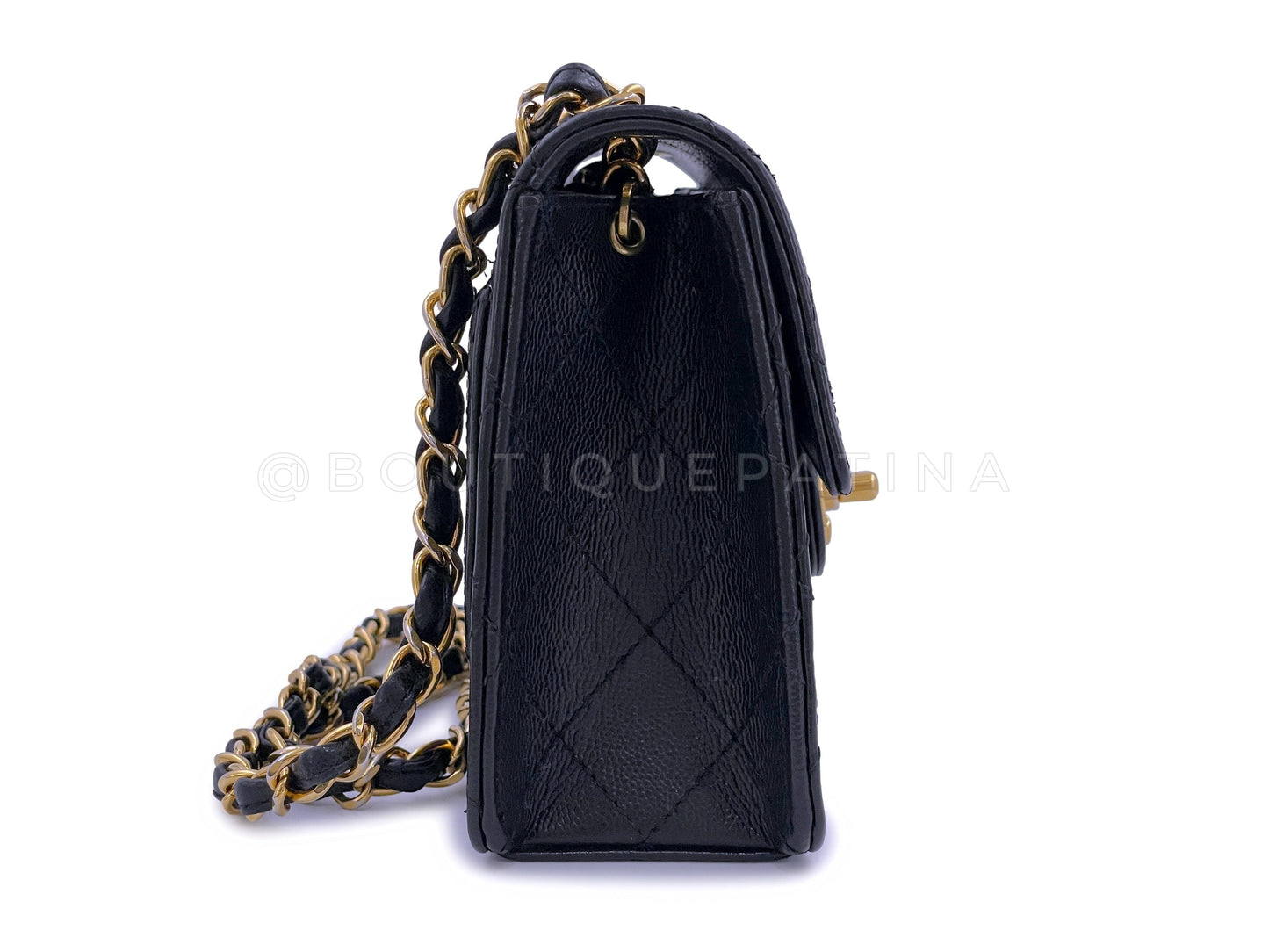Chanel 1997 Vintage Black Caviar Square Mini Flap Bag 24k GHW