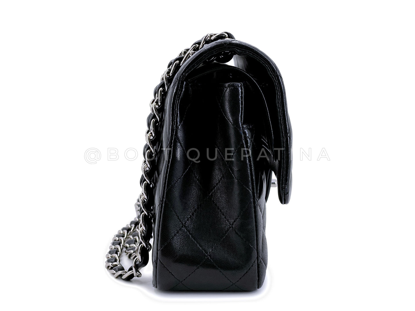 Chanel Medium Black Classic Double Flap Bag 2007 Vintage SHW Lambskin