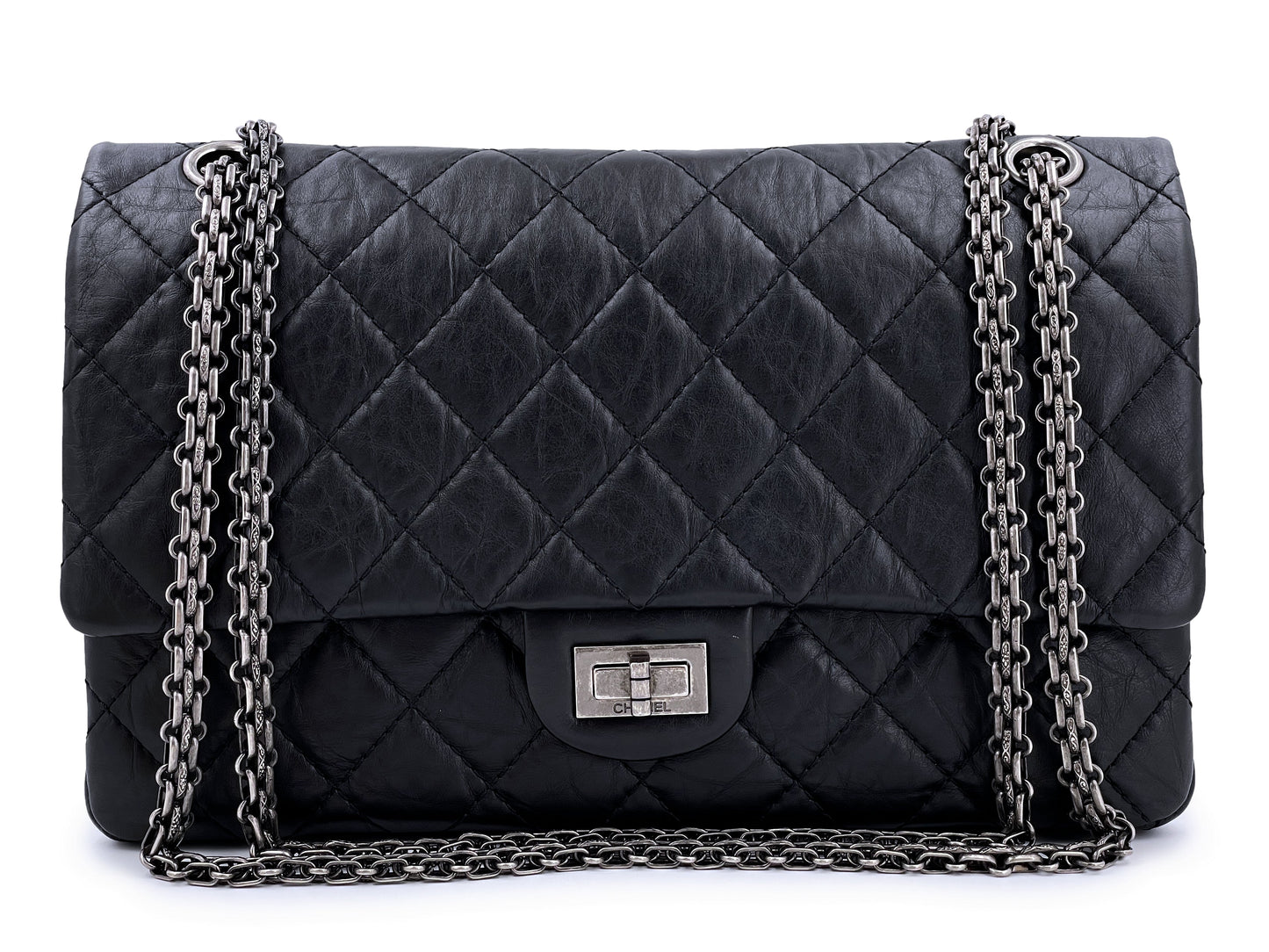 Chanel Black Aged Calfskin Reissue Medium 226 2.55 Flap Bag RHW