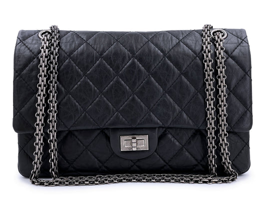 Chanel Black Aged Calfskin Reissue Medium 226 2.55 Flap Bag RHW